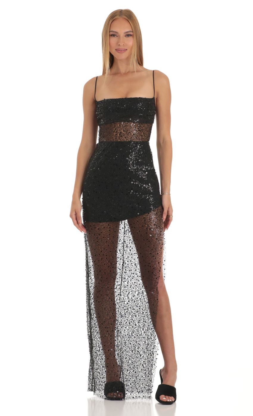 Sequin Maxi Dress in Black