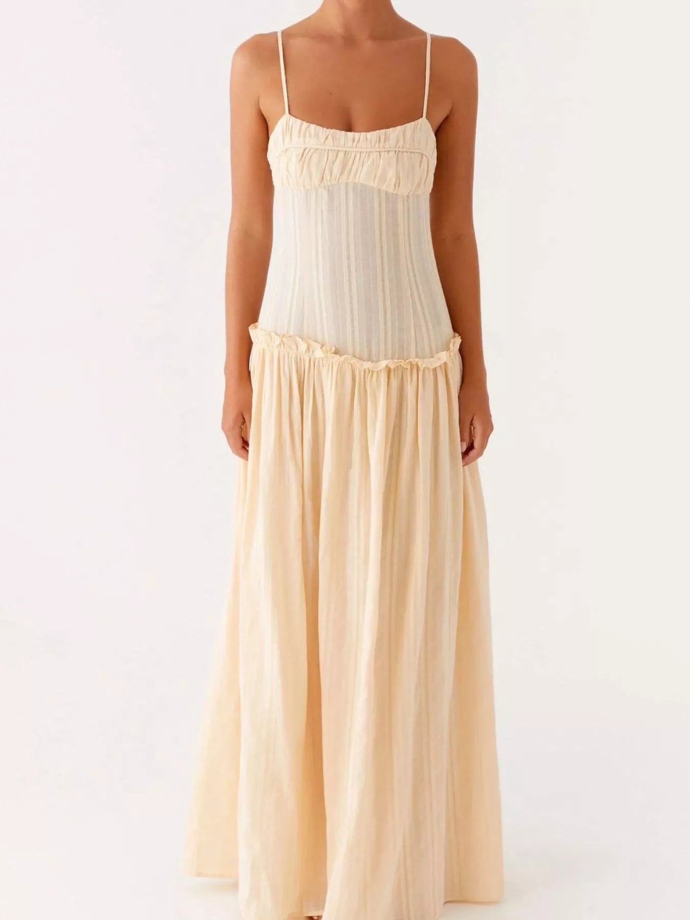 Frill Spaghetti Strap Maxi Dress