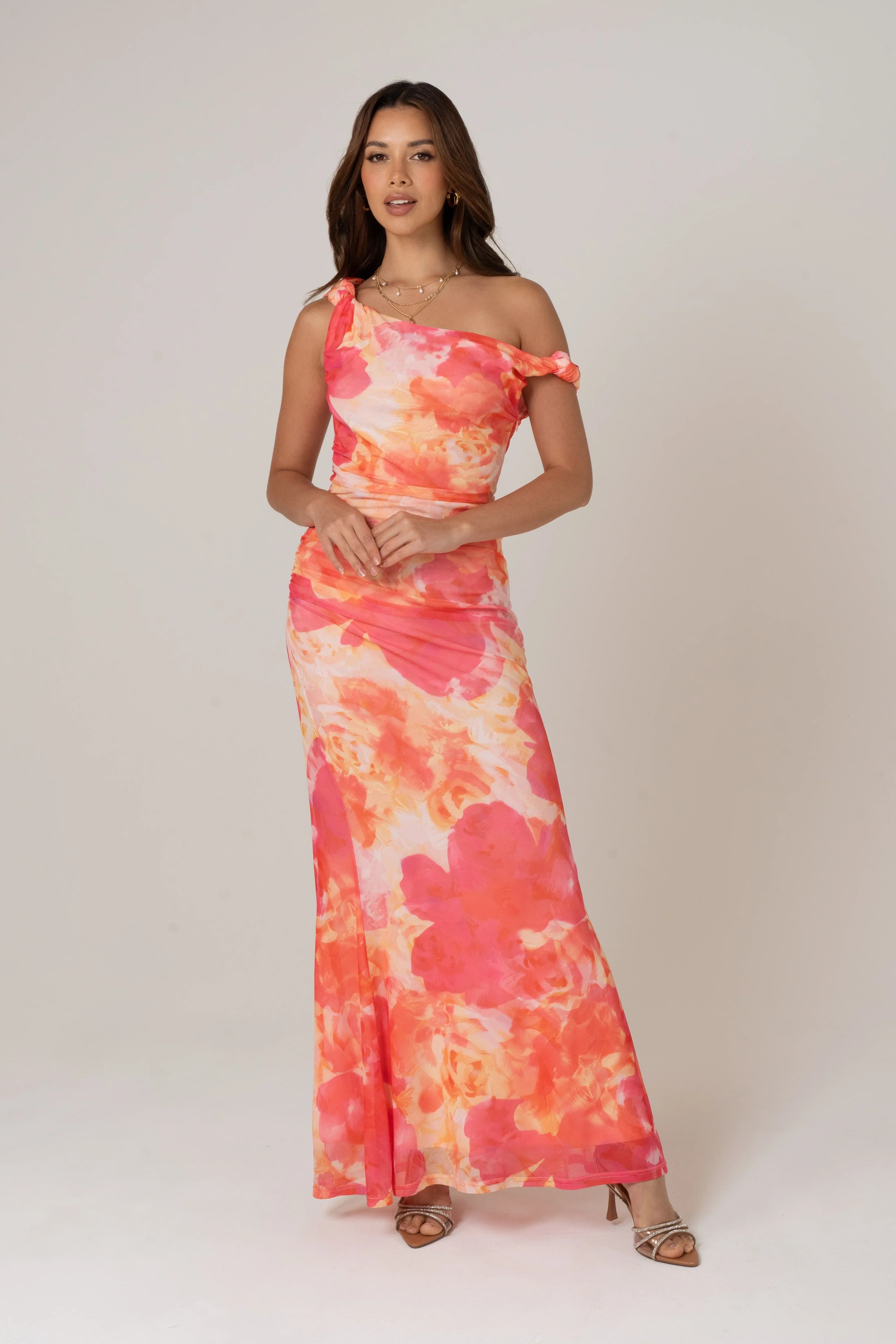 Lani Drop Shoulder Pink Maxi Dress