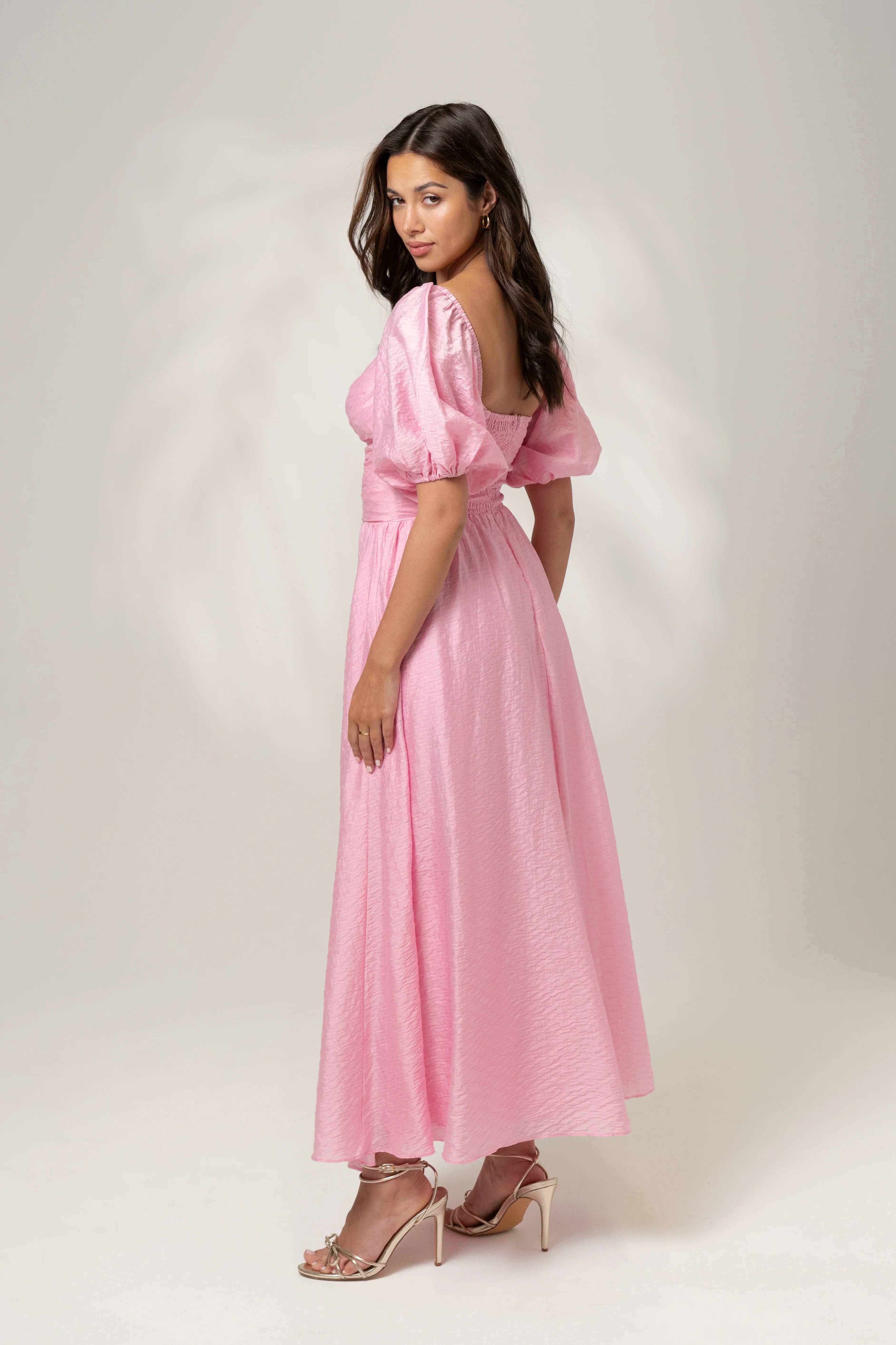 Bridget Puff Sleeve Maxi Dress With Side Slit