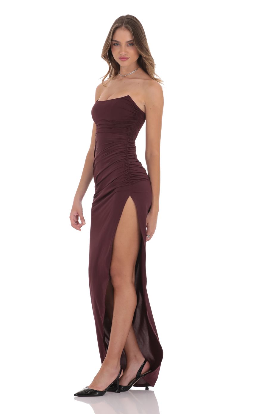 Corset Strapless Maxi Dress in Wine