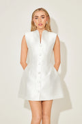 Satin Buttoned Mini Dress
