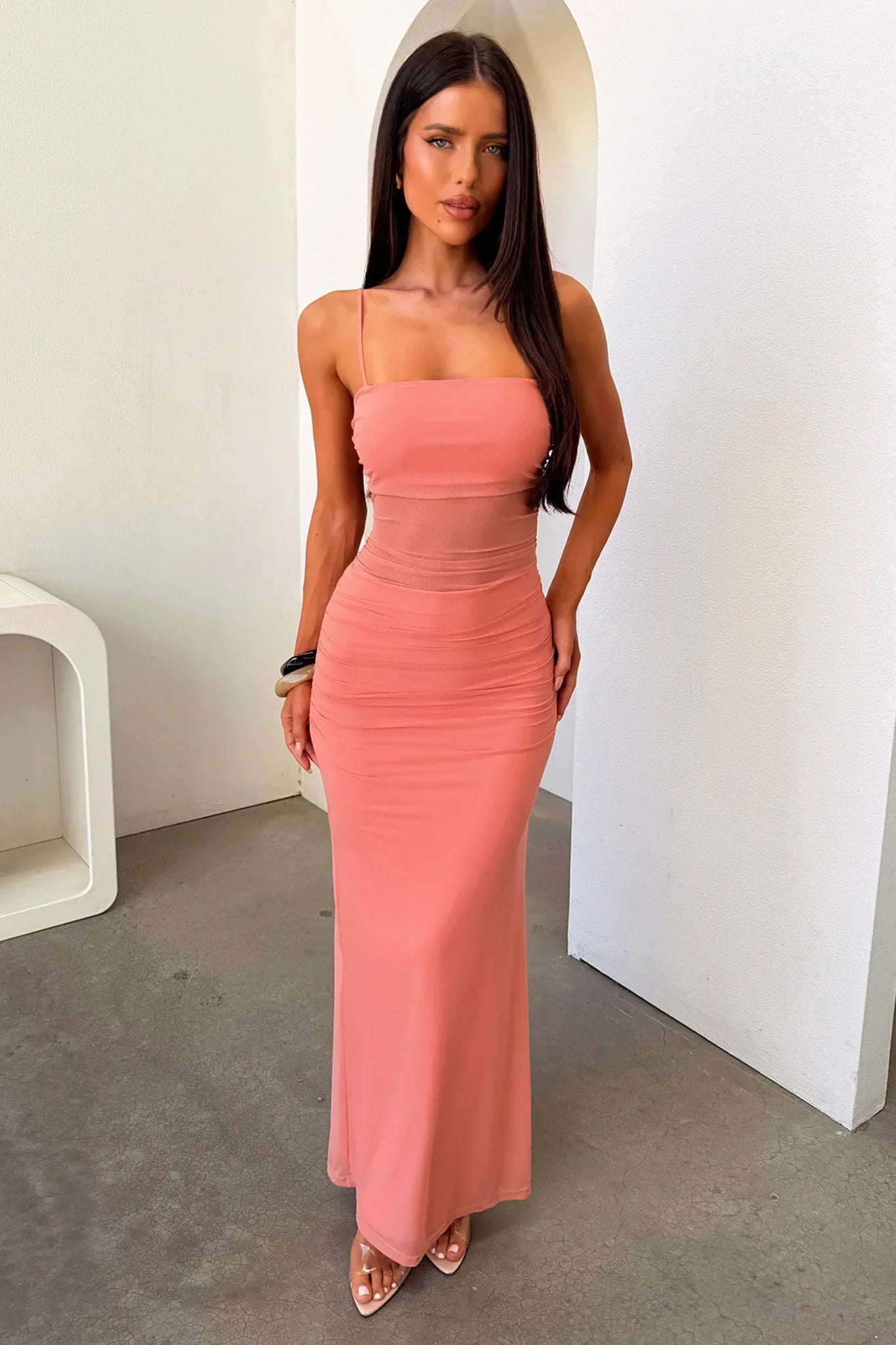 Camille Ruched Maxi Dress - Blush