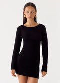 Soft Vision Knit Mini Dress Black