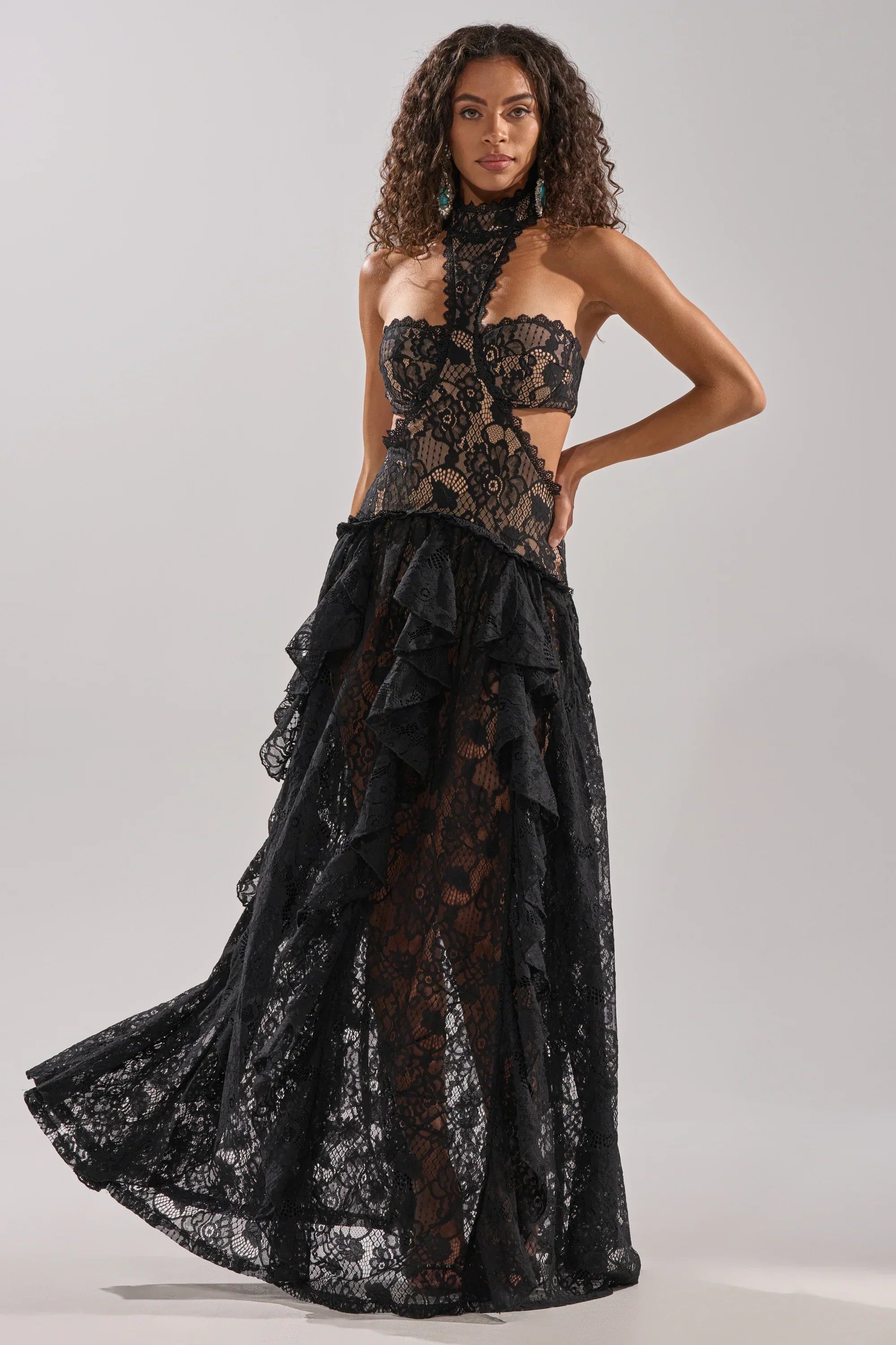 Kyla Lace Maxi Dress In Black