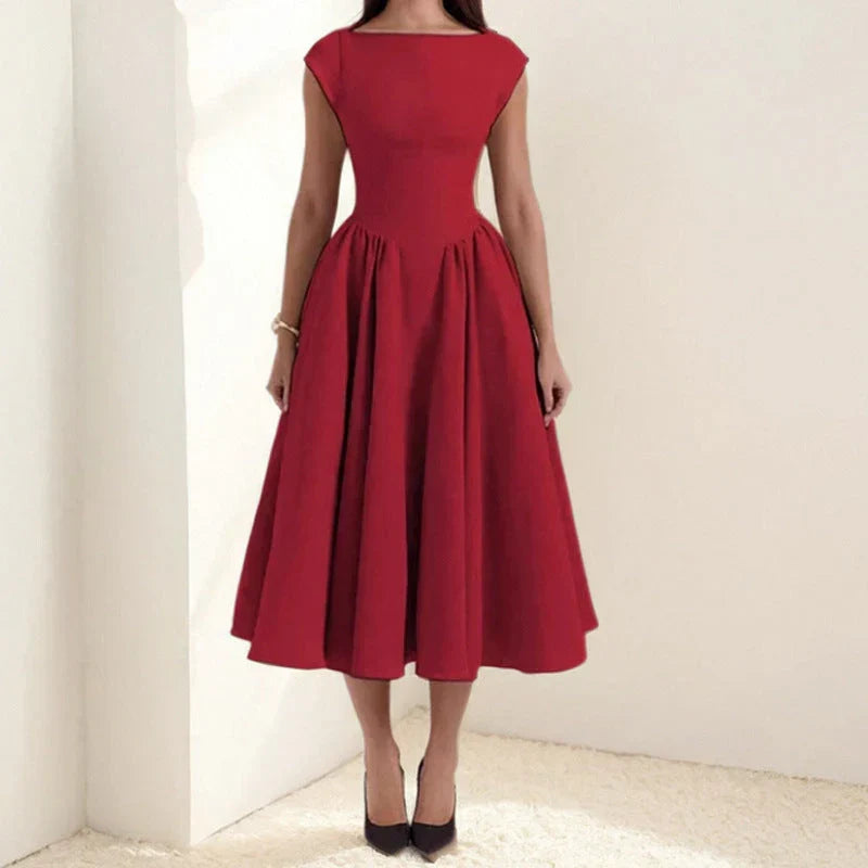 Elegant Pleated Midi Dress For Women