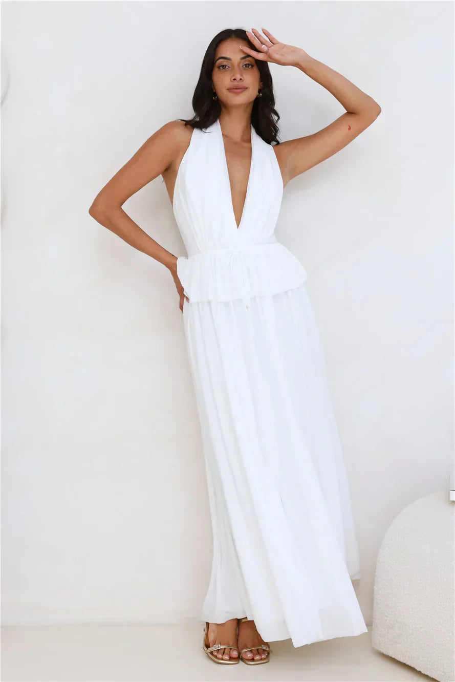 Love From Rosalie Halter Maxi Dress White