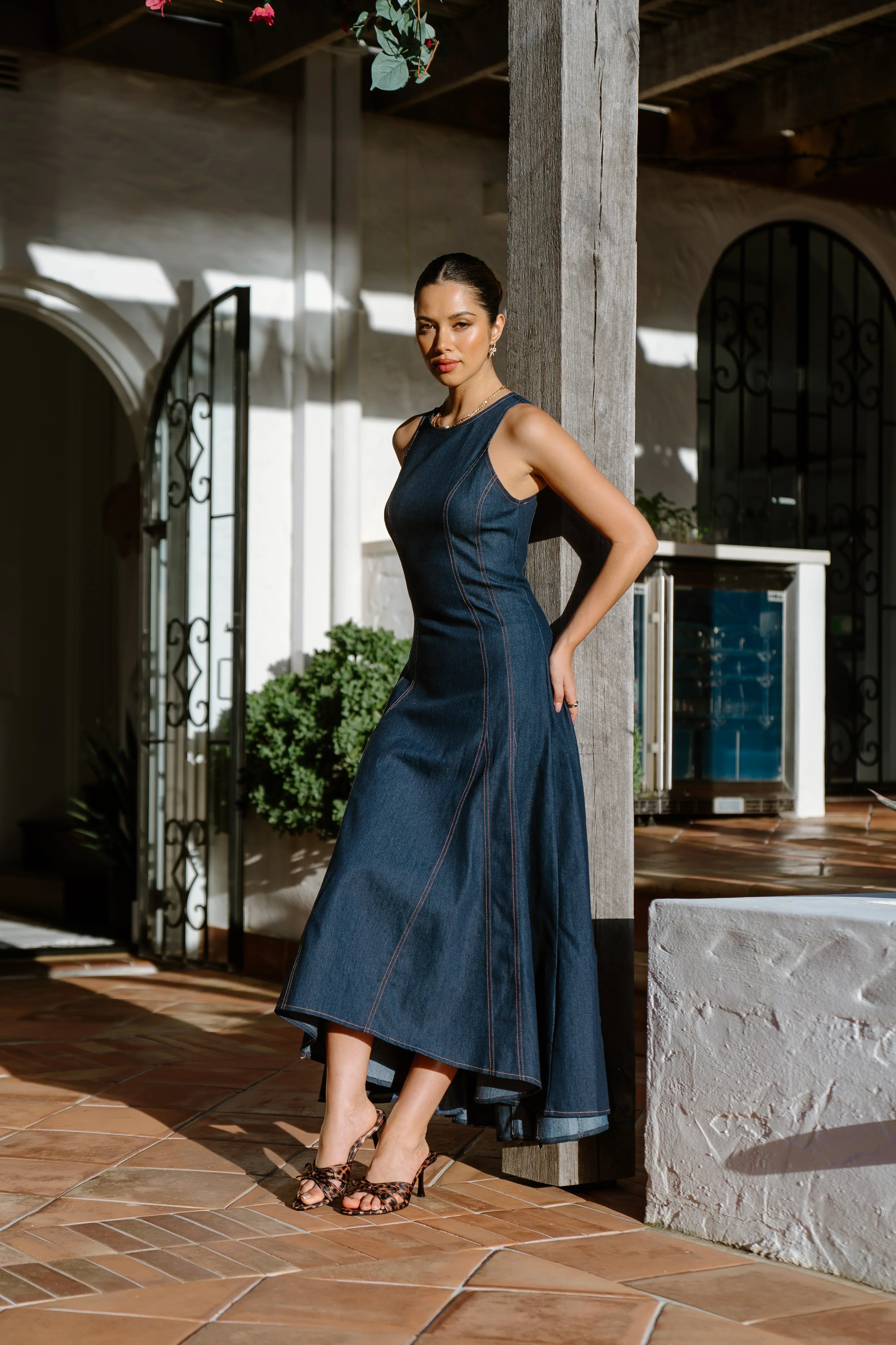 Delaney Denim Midi Dress