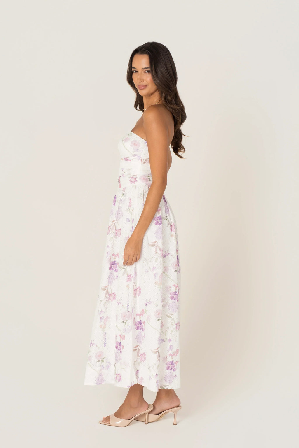 Freda White Floral Strapless Maxi Dress