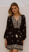 Delainey Mini Dress - Black/Beige