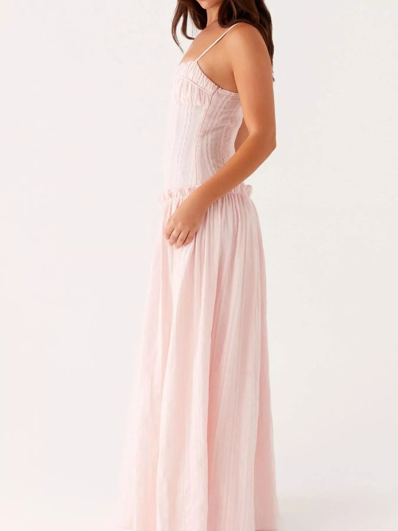 Frill Spaghetti Strap Maxi Dress