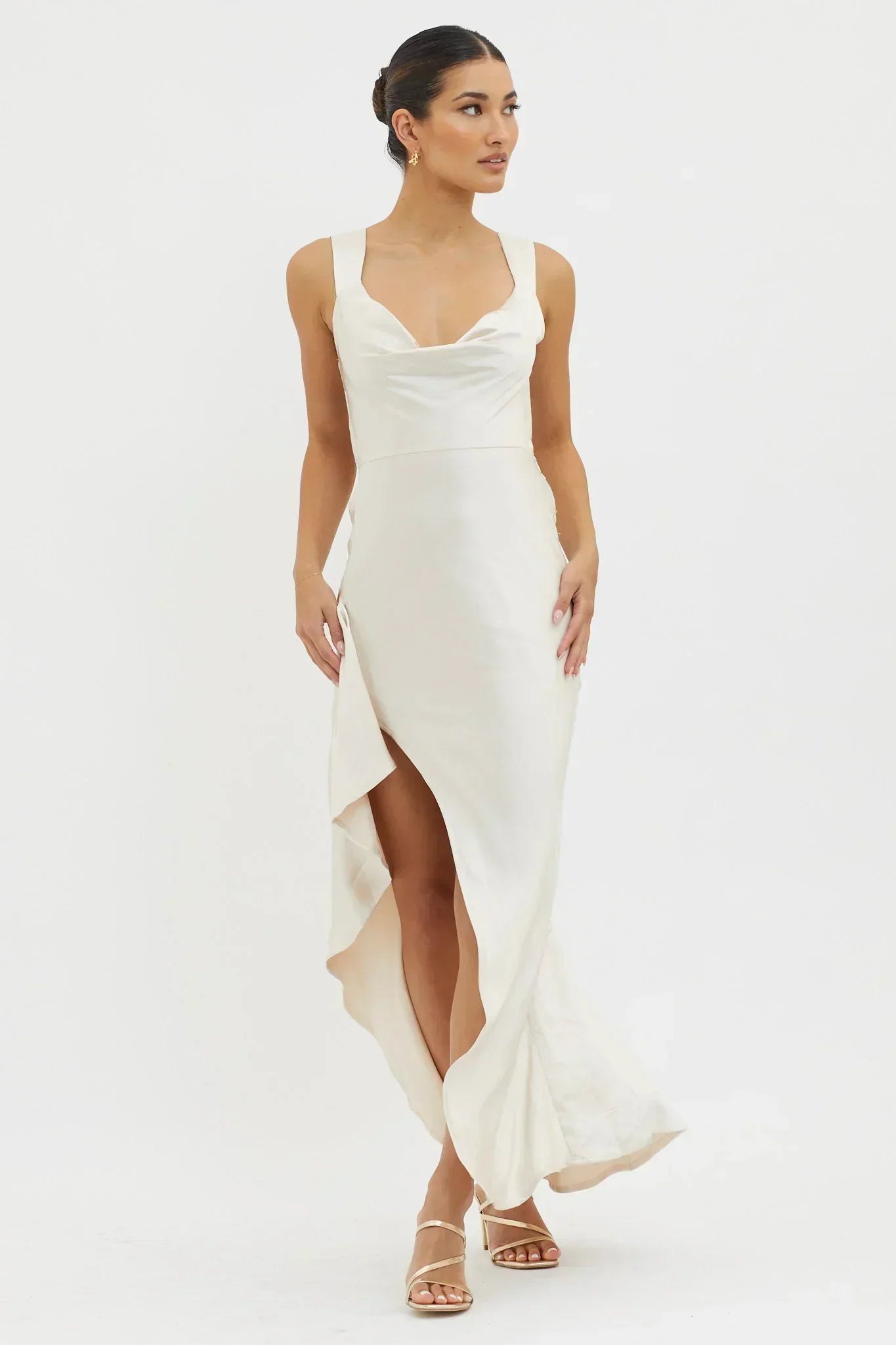 Ellianna Lace-Up Back Maxi Dress Champagne