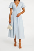 Elegant Button-Front Flowy Maxi Dress For Women