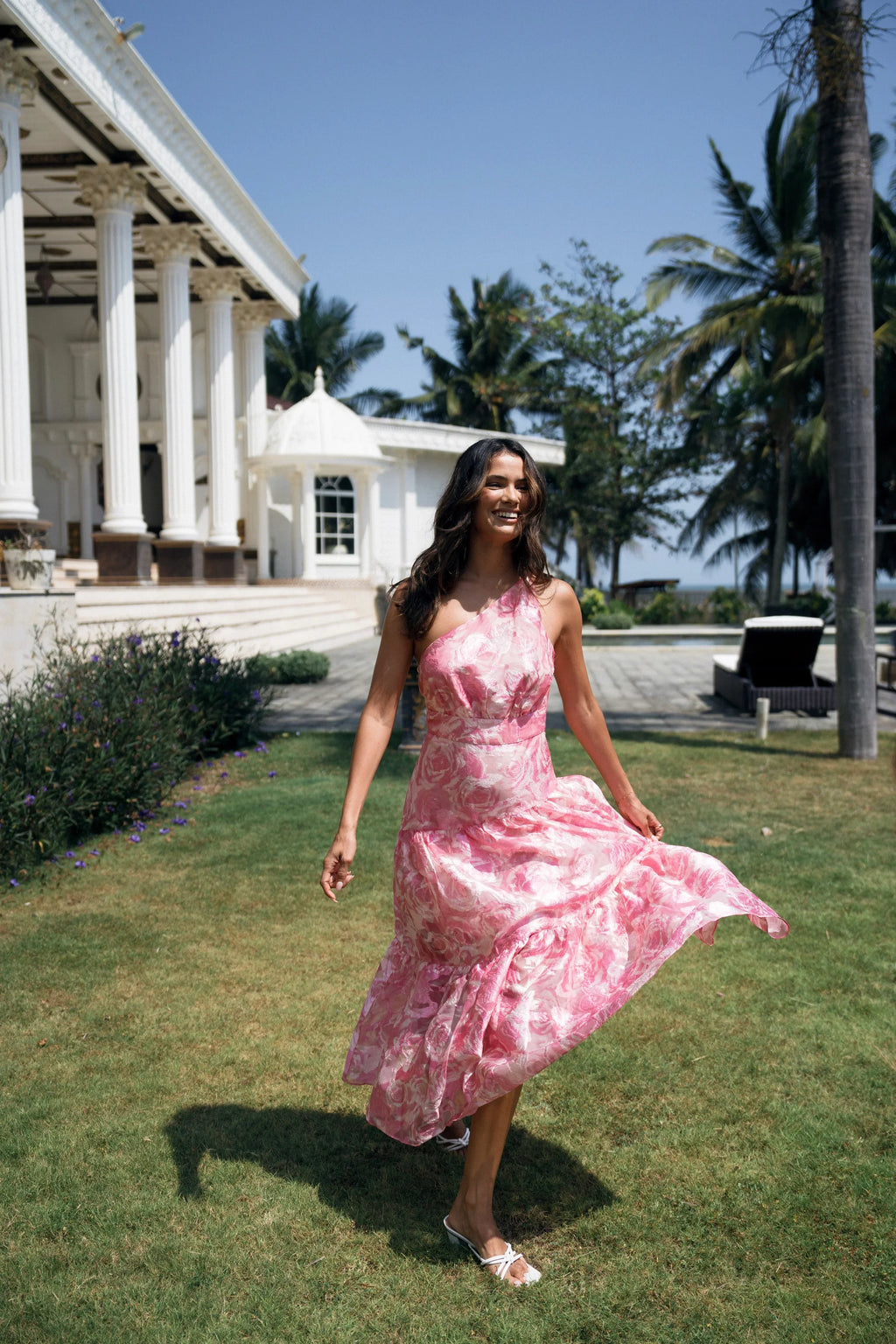 Monica One Shoulder Pink Maxi Dress