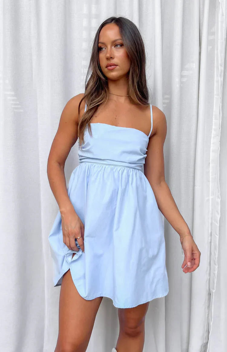 Bodie Blue Babydoll Mini Dress
