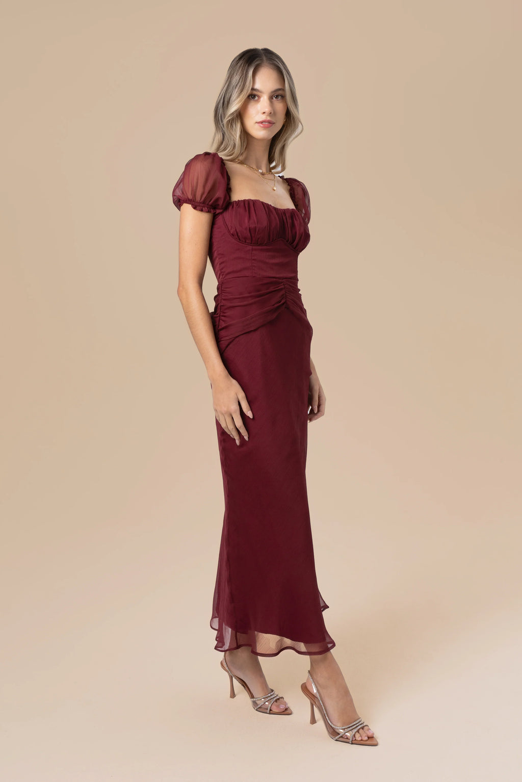 Simone Puff Sleeve Midi Dress