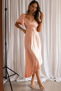 Grayson Tied Back Asymmetrical Midi Dress Peach