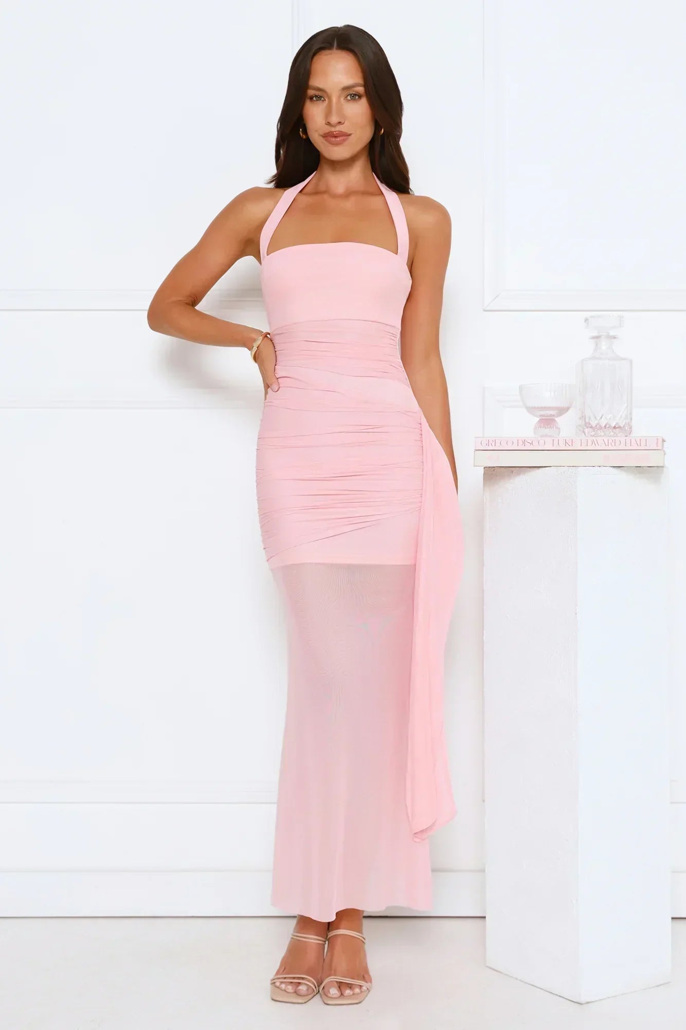 Elevated Intention Mesh Halter Maxi Dress