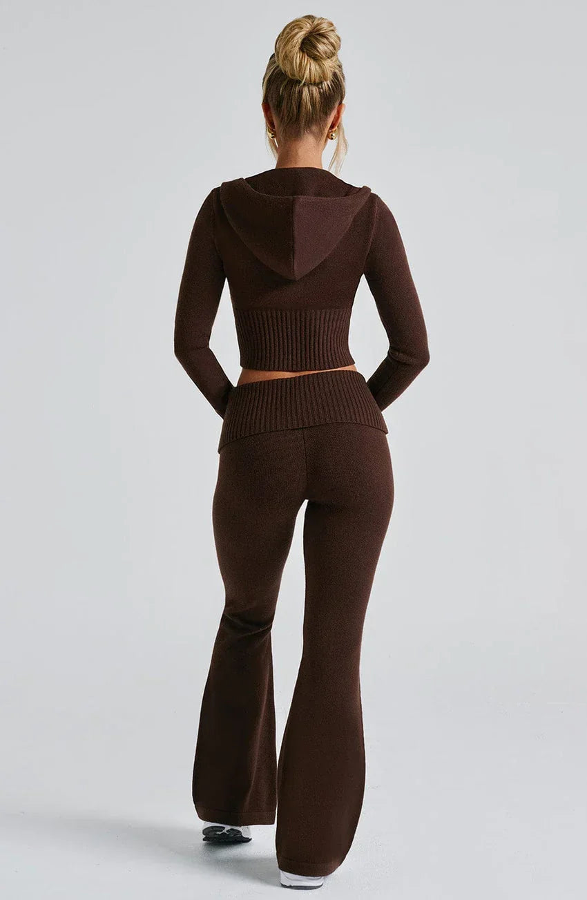 Portia Knit Hoodie - Chocolate