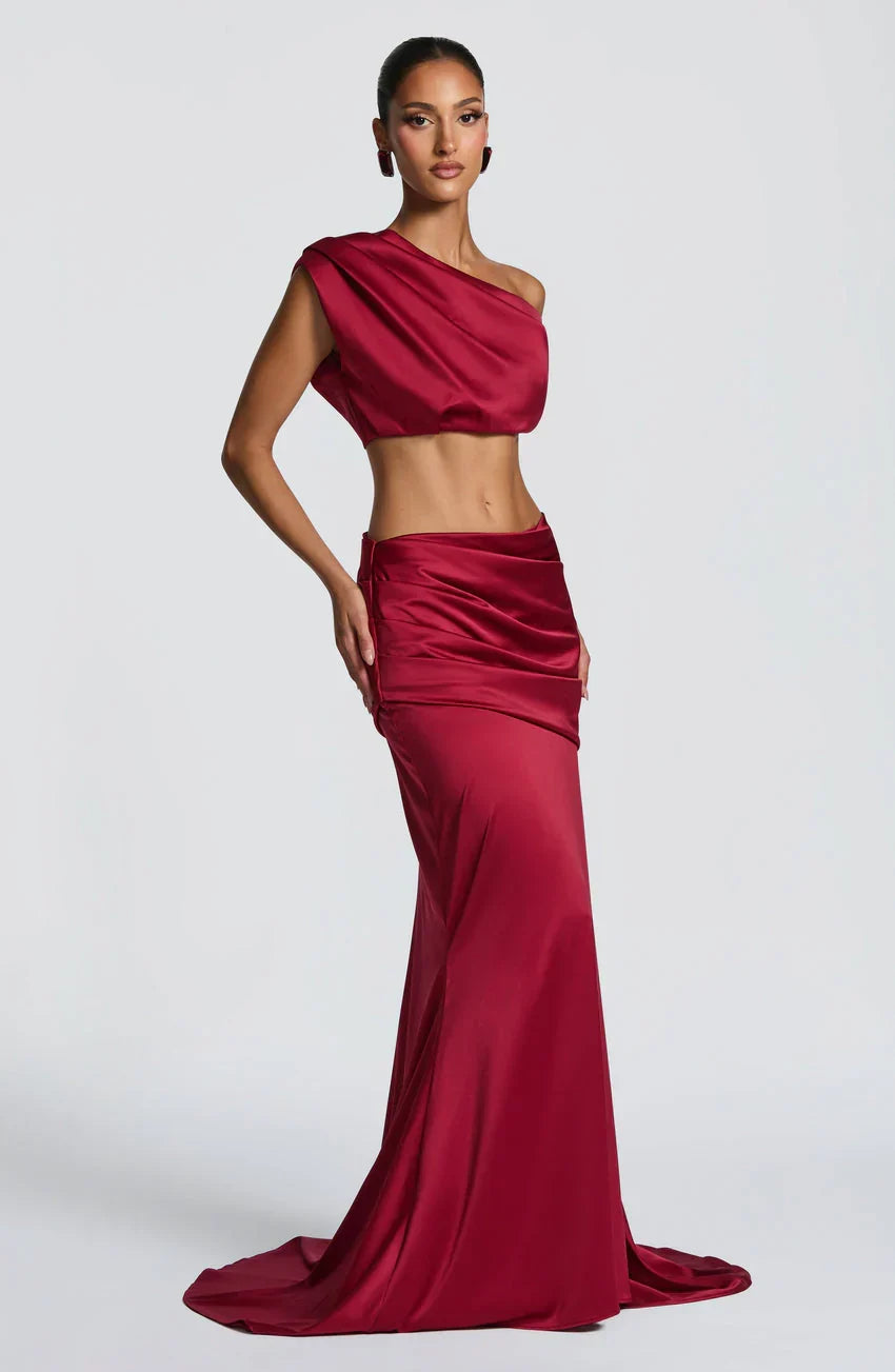 Claudette Maxi Skirt - Burgundy