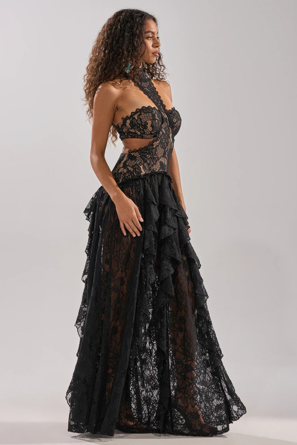 Kyla Lace Maxi Dress In Black