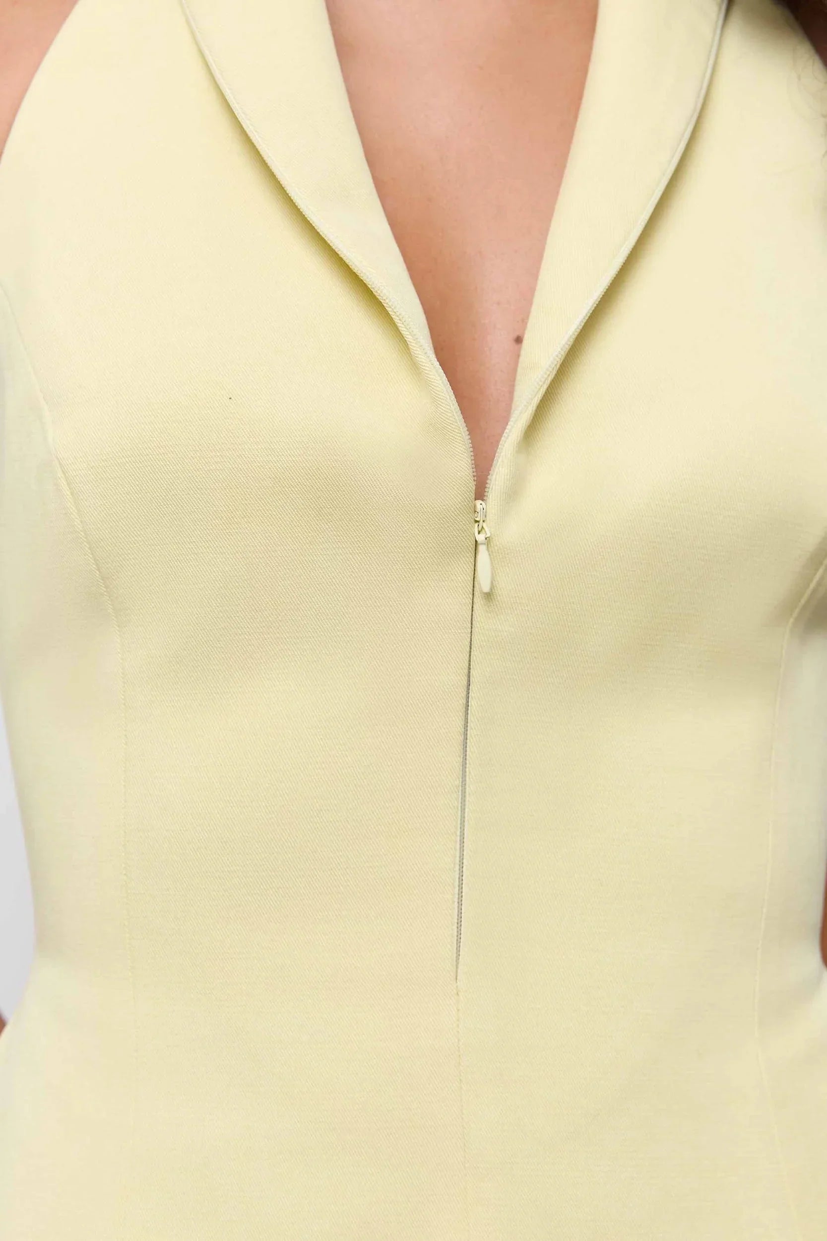 Cotton Mix Zip Collar Mini Dress
