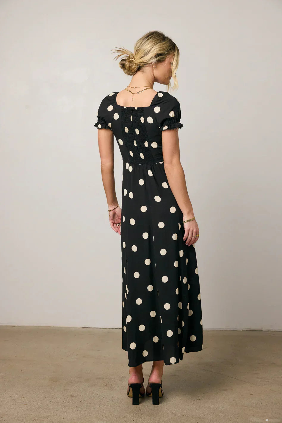 Marlow Polka Dot Maxi Dress In Black Final Sale