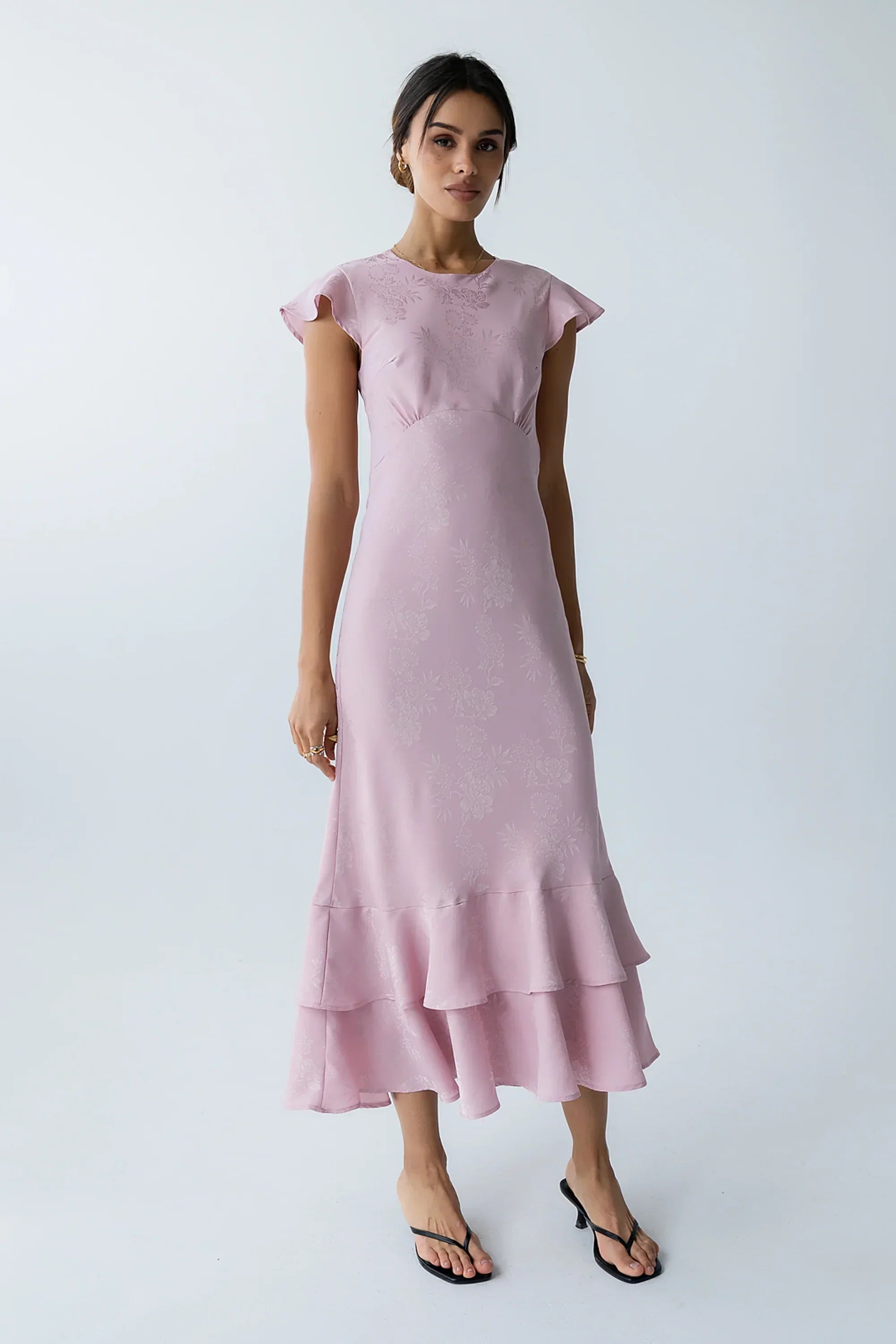 Mateo Floral Maxi Dress In Pink