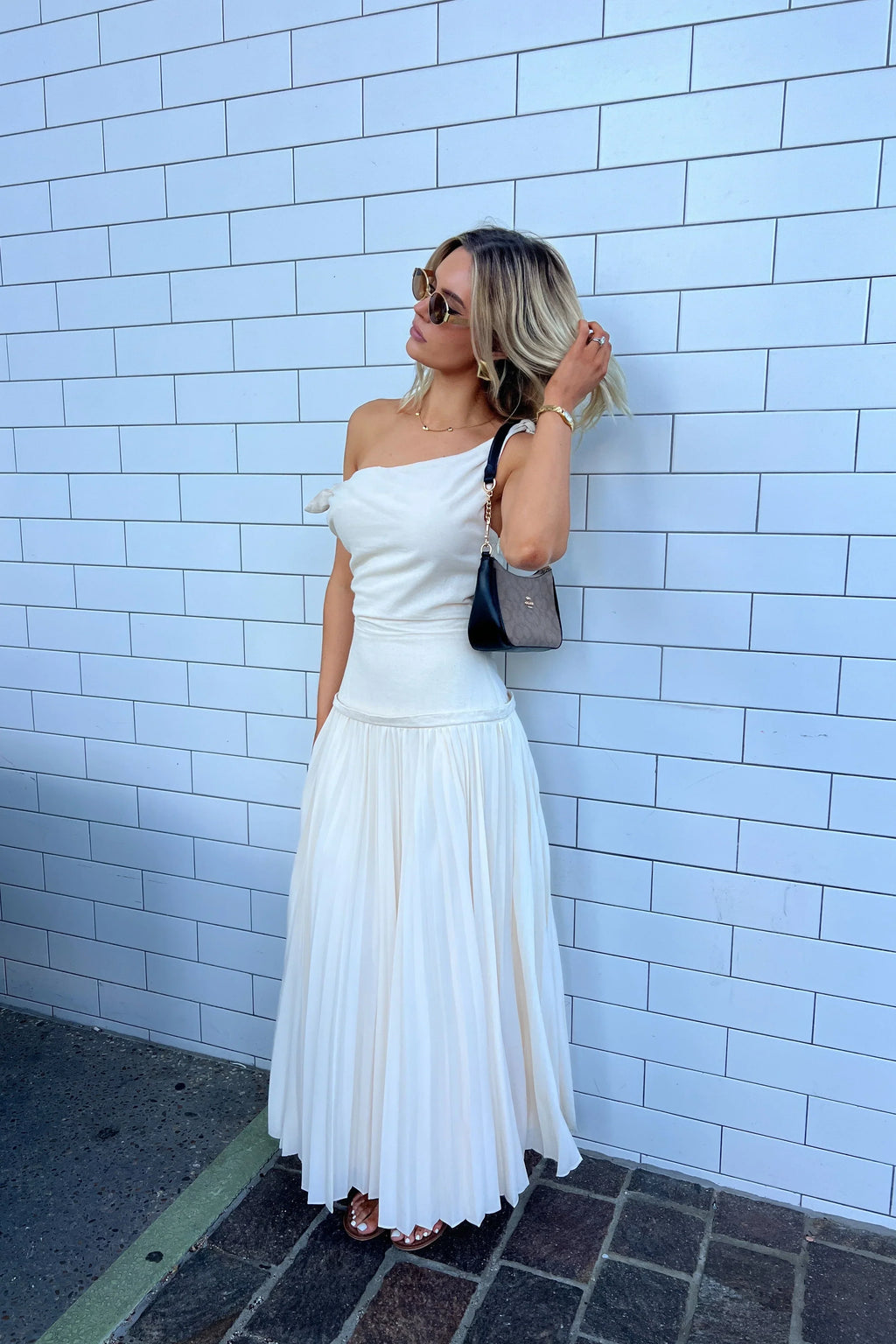 Ophelia Drop Shoulder Pleated Maxi Dress