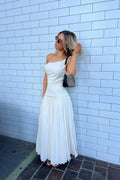 Ophelia Drop Shoulder Pleated Maxi Dress