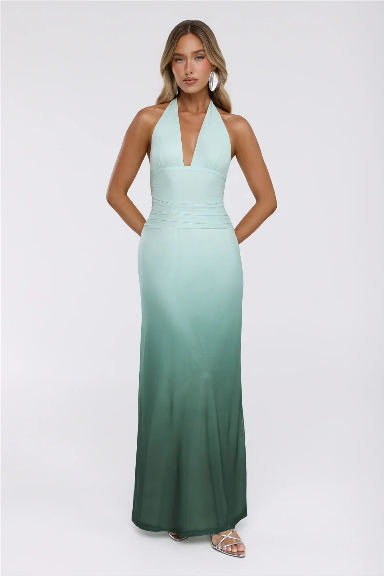 Pretty Feels Right Halter Mesh Maxi Dress Green