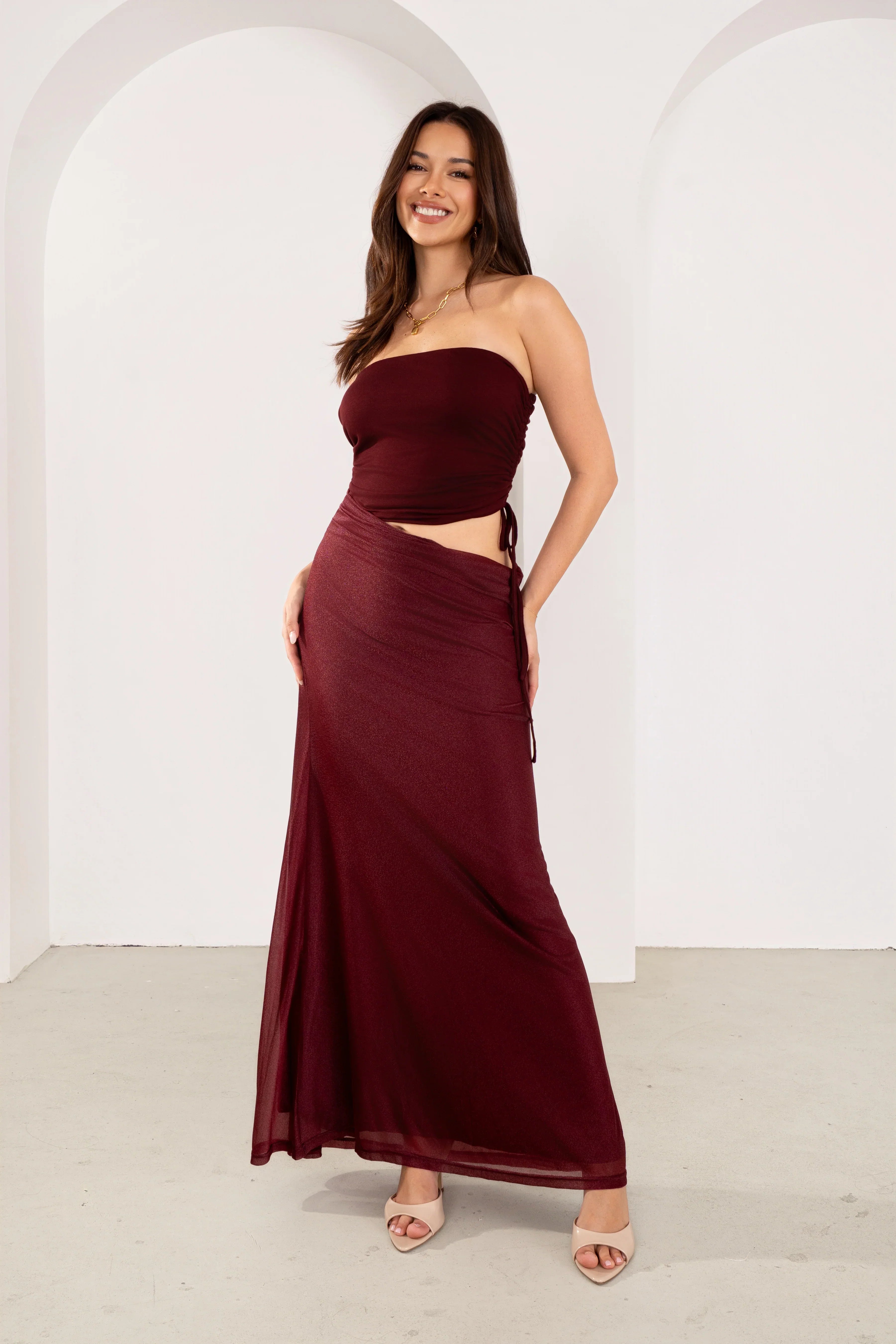 Dalena Strapless Maxi Dress With Cutout