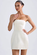Bandeau Structured Tulip Mini Dress In Ivory