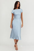 Loveland Cap Sleeve Cowl Back Midi Dress Baby Blue