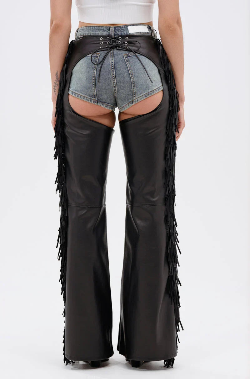 Rodeo Fringe Faux Leather Chaps