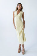 Hailey Lace Trim Maxi Dress In Yellow