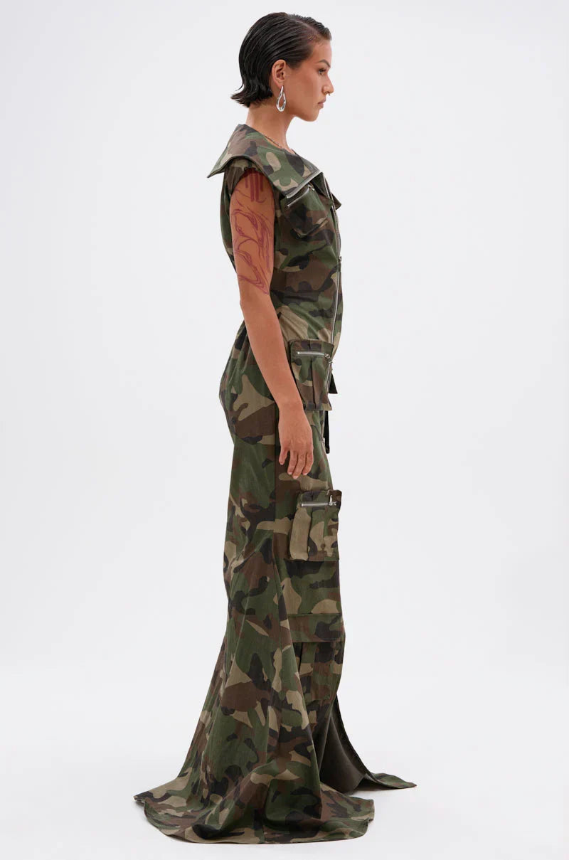 Now You See Me Camo Print Maxi Dress