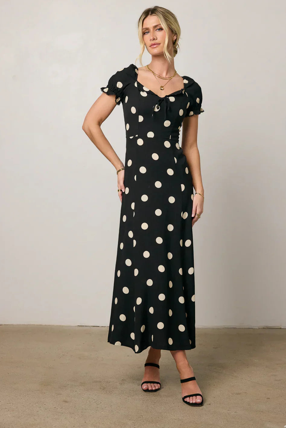 Marlow Polka Dot Maxi Dress In Black Final Sale