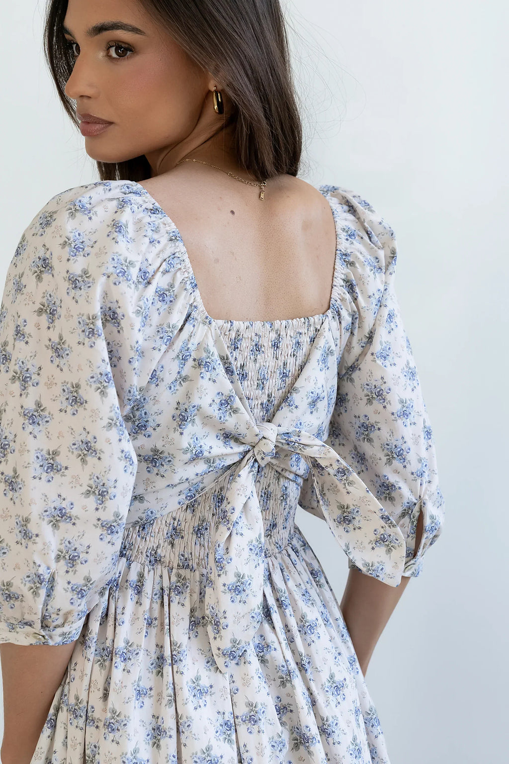 Gloria Floral Midi Dress In Ecru