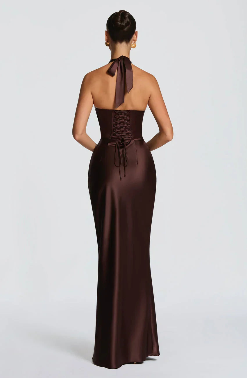 Elowen Maxi Dress - Plum Brown