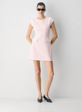 Crepe Crewneck Mini Dress With Cap Sleeves