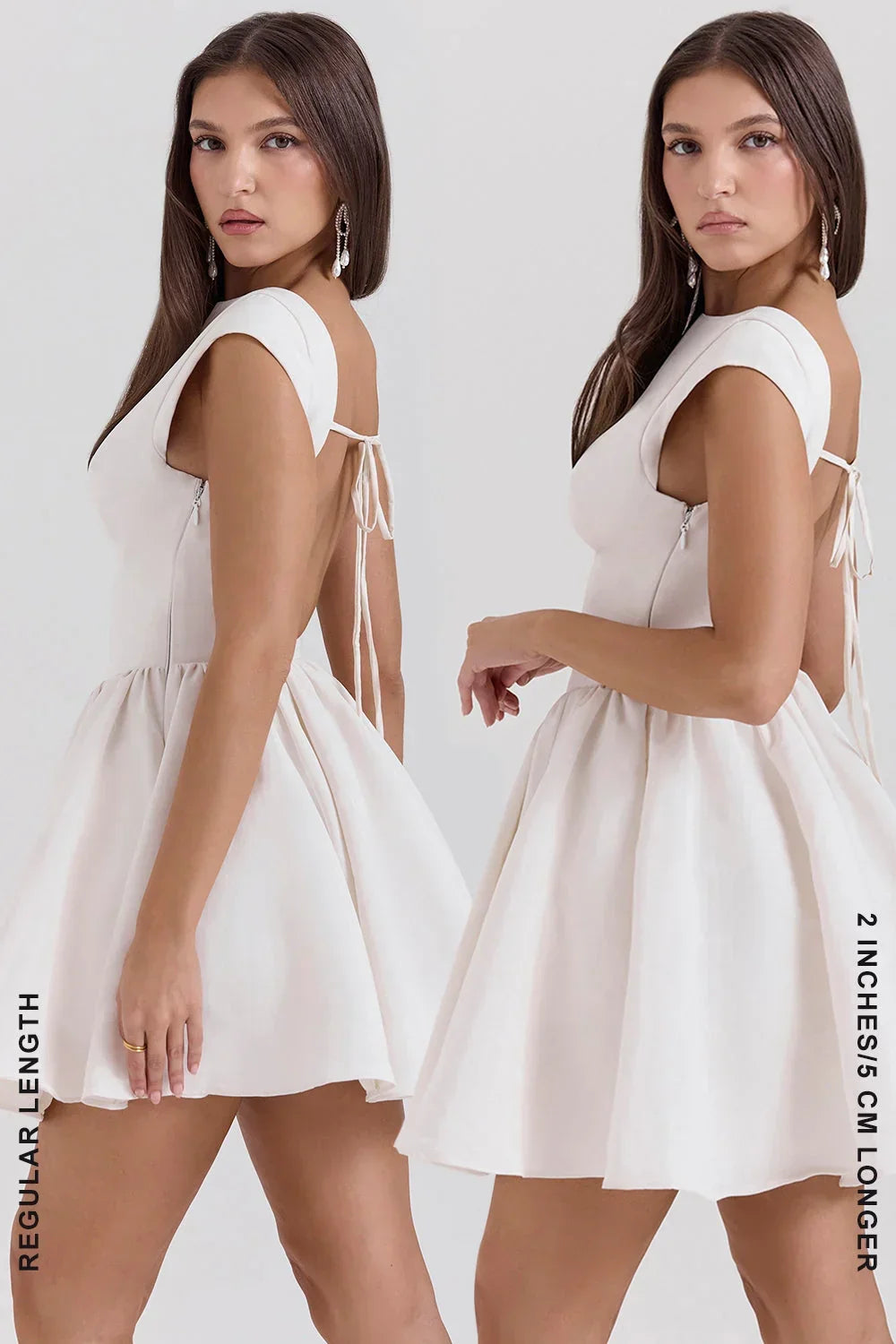 Enchant-White Open Back Mini Dress