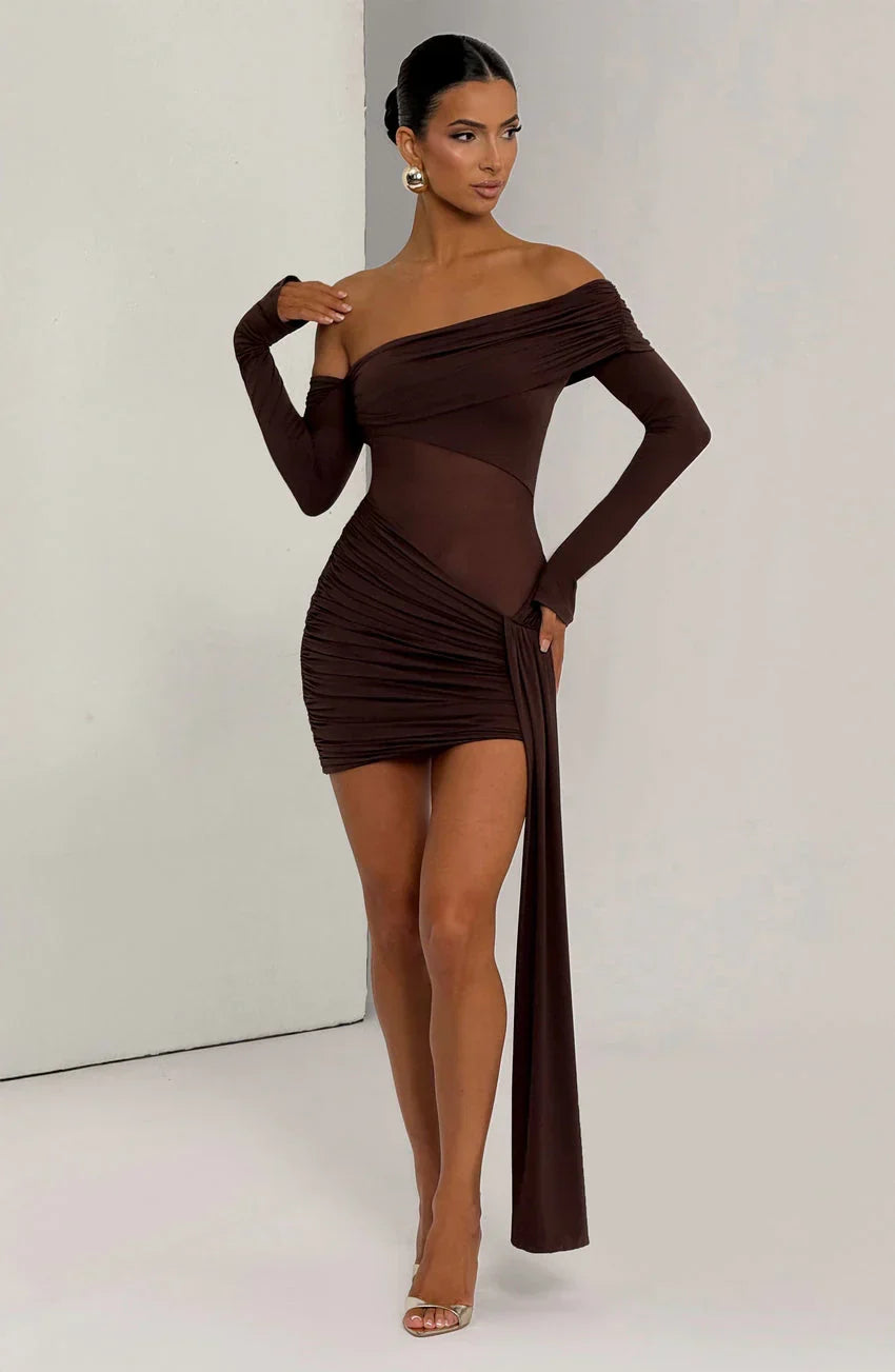 Mavra Mini Dress - Plum Brown