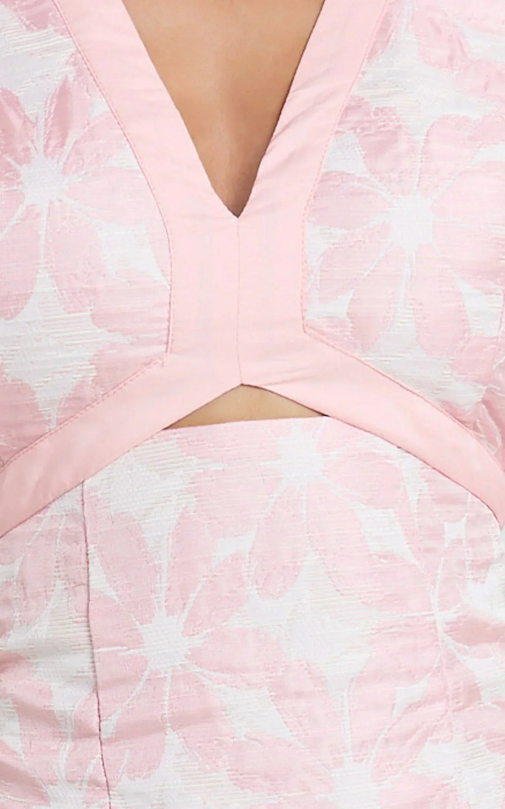 Diana Mini Dress - Jacquard Short Sleeve Cut Out Dress in Light Pink