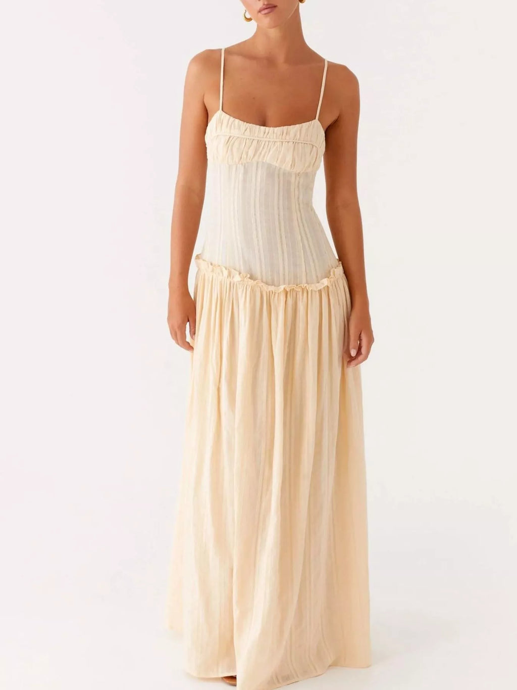 Frill Spaghetti Strap Maxi Dress