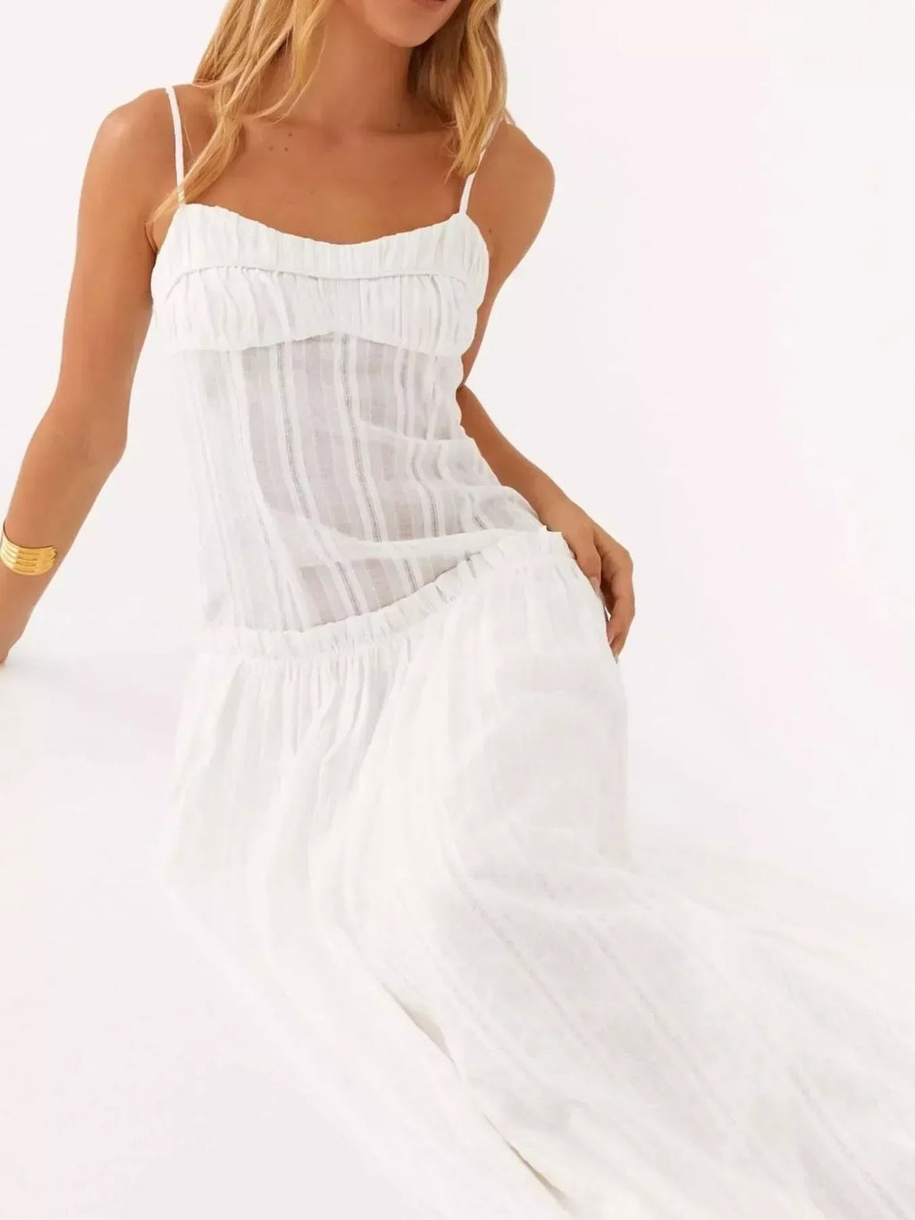 Frill Spaghetti Strap Maxi Dress