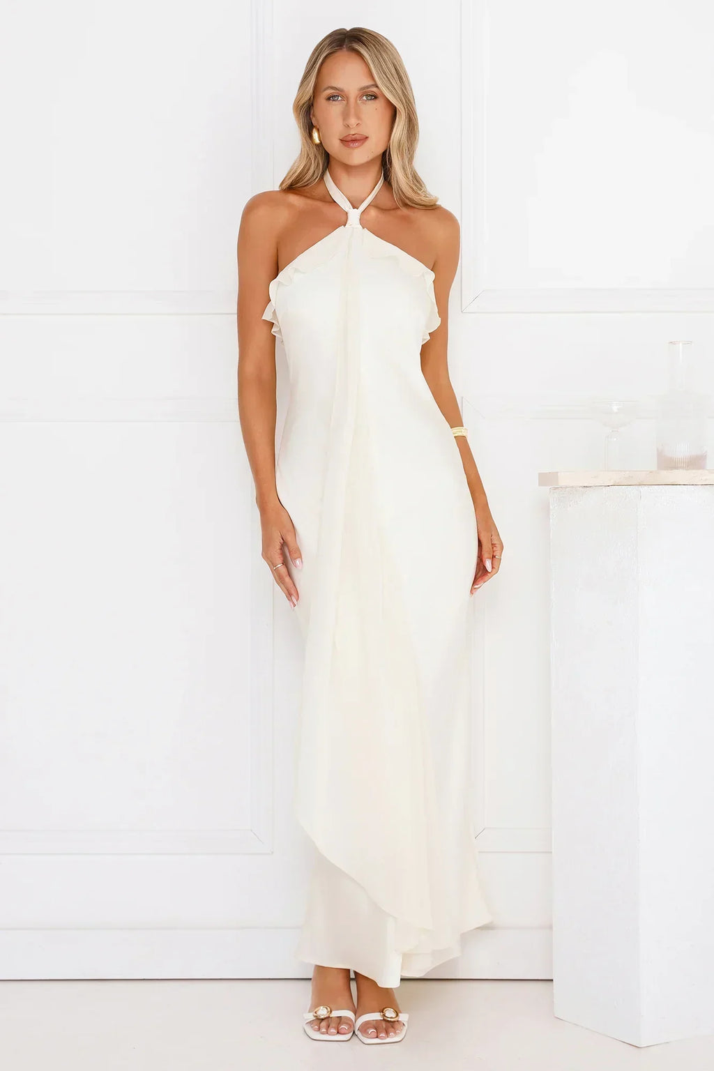 Luxora Lady Halter Satin Maxi Dress