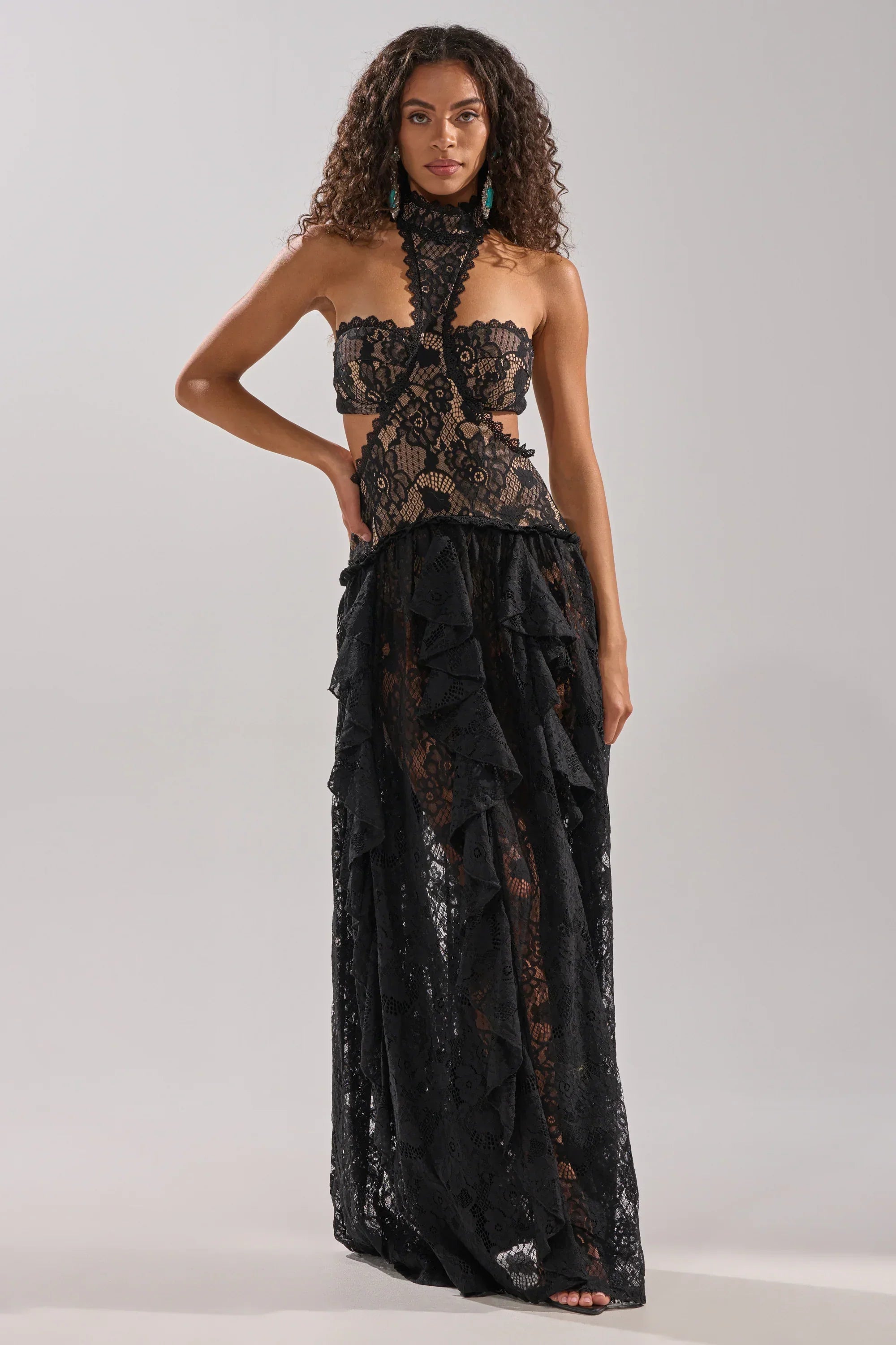 Kyla Lace Maxi Dress In Black