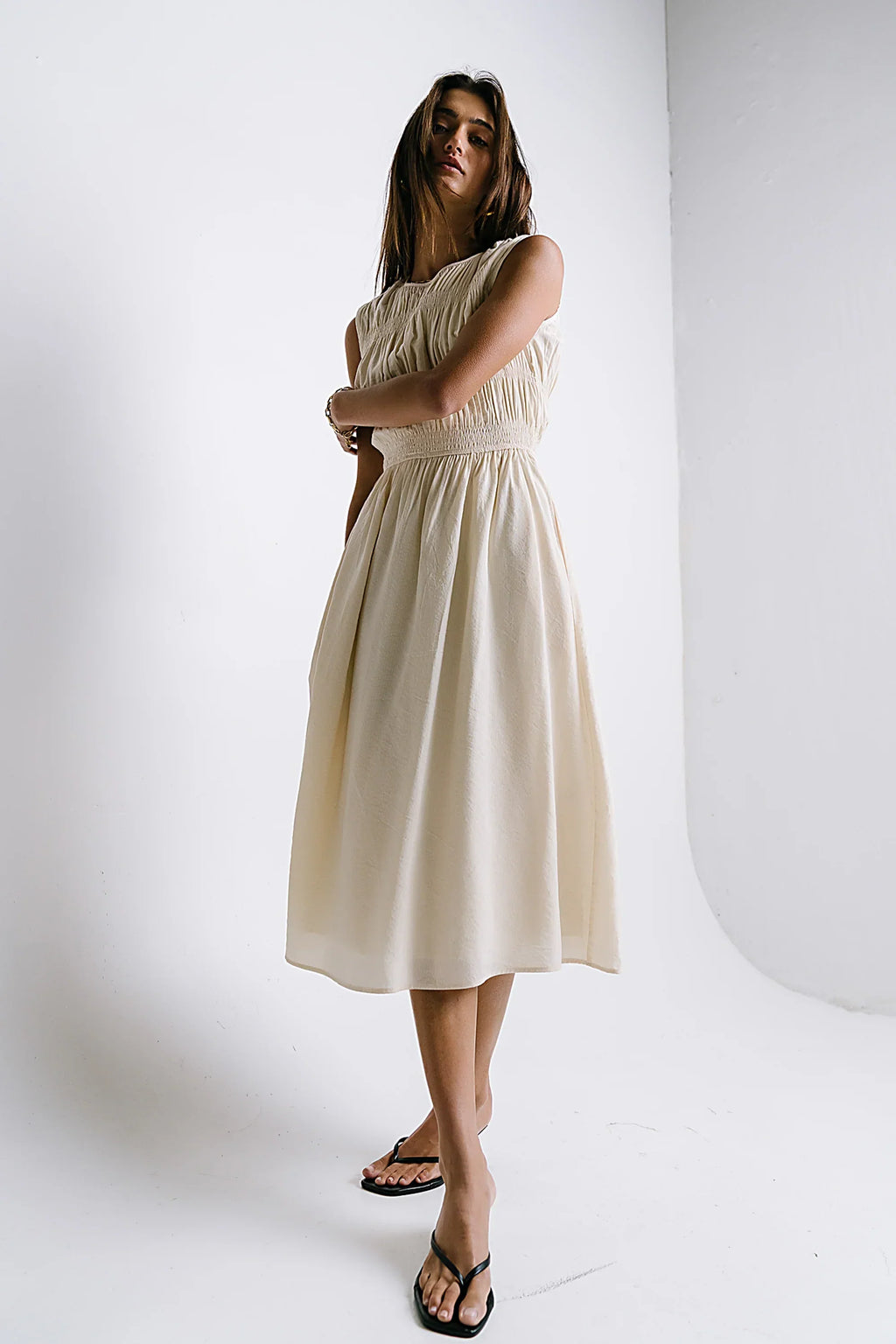 Johna Smocked Midi Dress