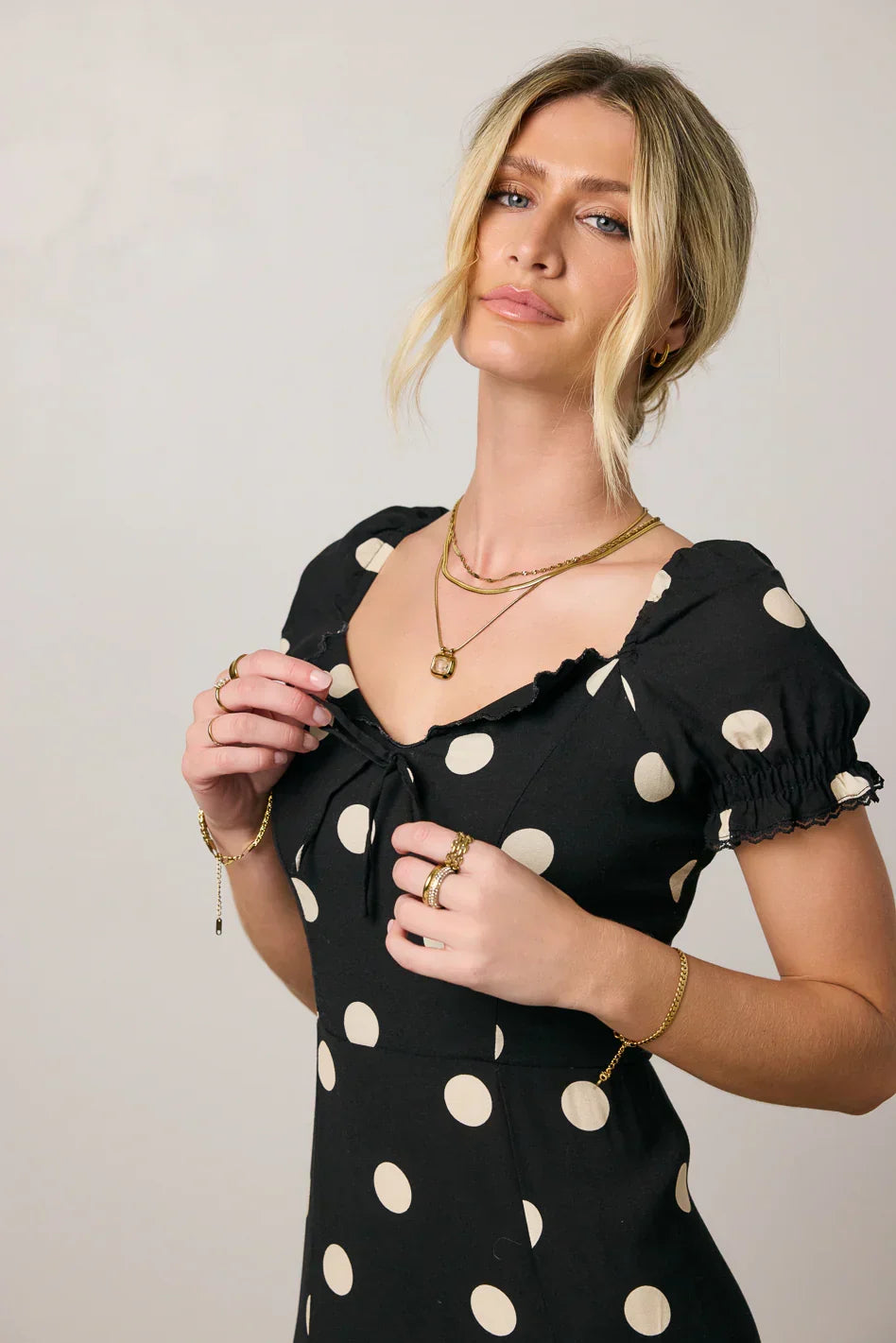 Marlow Polka Dot Maxi Dress In Black Final Sale